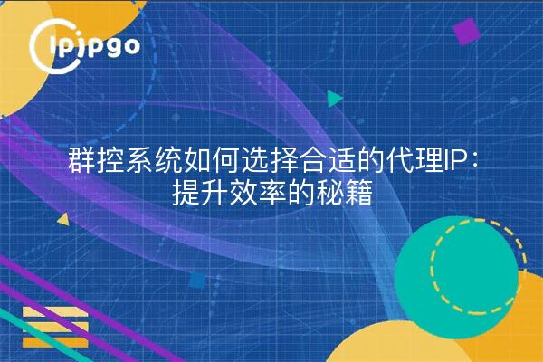 群控系统如何选择合适的代理IP：提升效率的秘籍