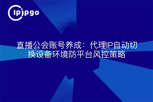 直播公会账号养成：代理IP自动切换设备环境防平台风控策略