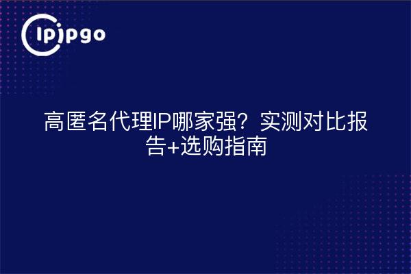 高匿名代理IP哪家强？实测对比报告+选购指南