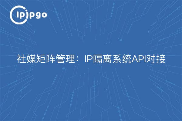 社媒矩阵管理：IP隔离系统API对接